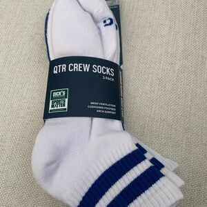 New 3 pack of white and royal blue DSG men's quarter crew socks. Unisex L